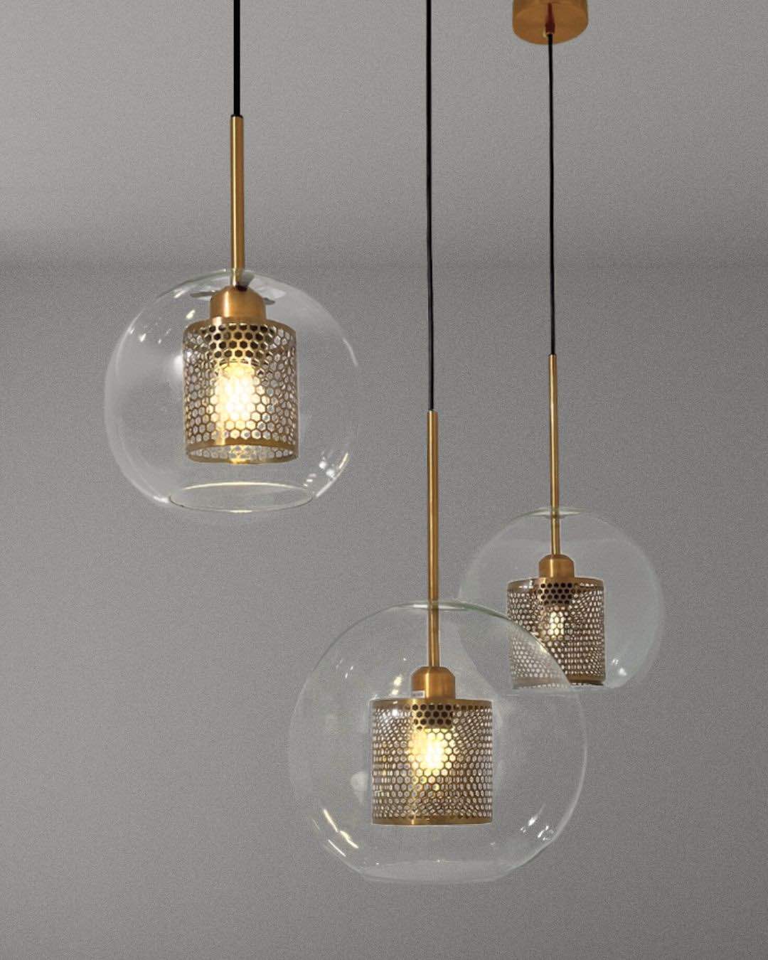 Thatcher glass pendant lamp with brass detail