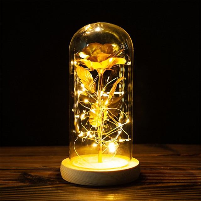 Forever Enchanted Rose Romantic LED Light Rose in Glass Display