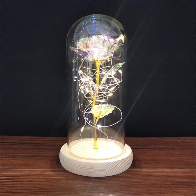 Forever Enchanted Rose Romantic LED Light Rose in Glass Display