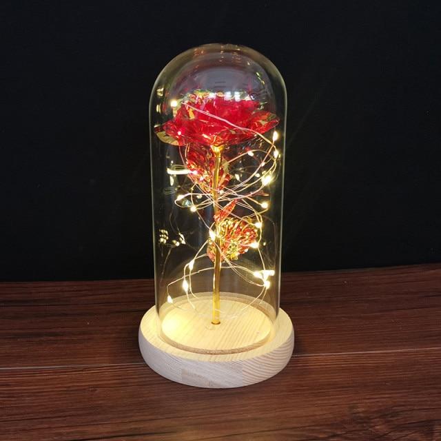 Forever Enchanted Rose Romantic LED Light Rose in Glass Display