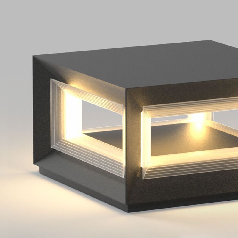 Modern Outdoor Lantern Solar Garden Light Metal LED Cube Light