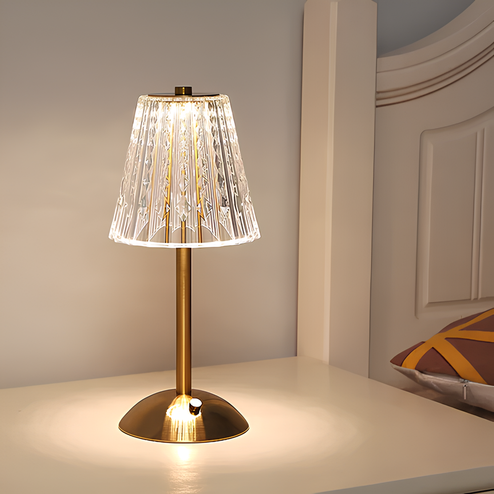 Golden Crystal Table Lamp Touch Control & Cordless LED Light