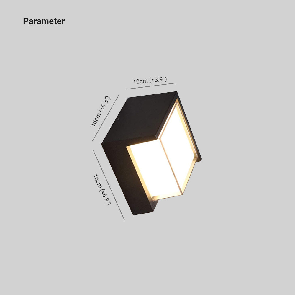 Contemporary Square Outdoor Wall Light Black Metal with Acrylic Shade