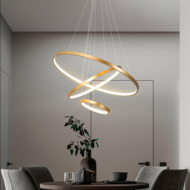 Modern Stylish Pendant Light with Adjustable 3-Ring Dimmable LED Lamp