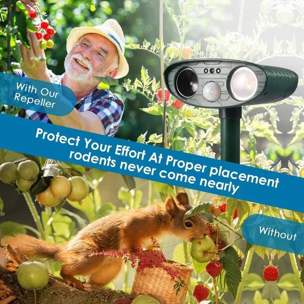 Ultrasonic Solar Deer Repeller Motion-Activated Outdoor Animal Deterrent (4-Pack)
