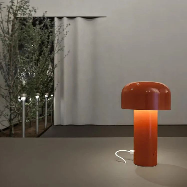Wireless table lamp with modern mushroom design