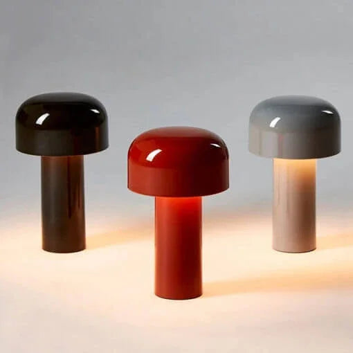 Wireless table lamp with modern mushroom design