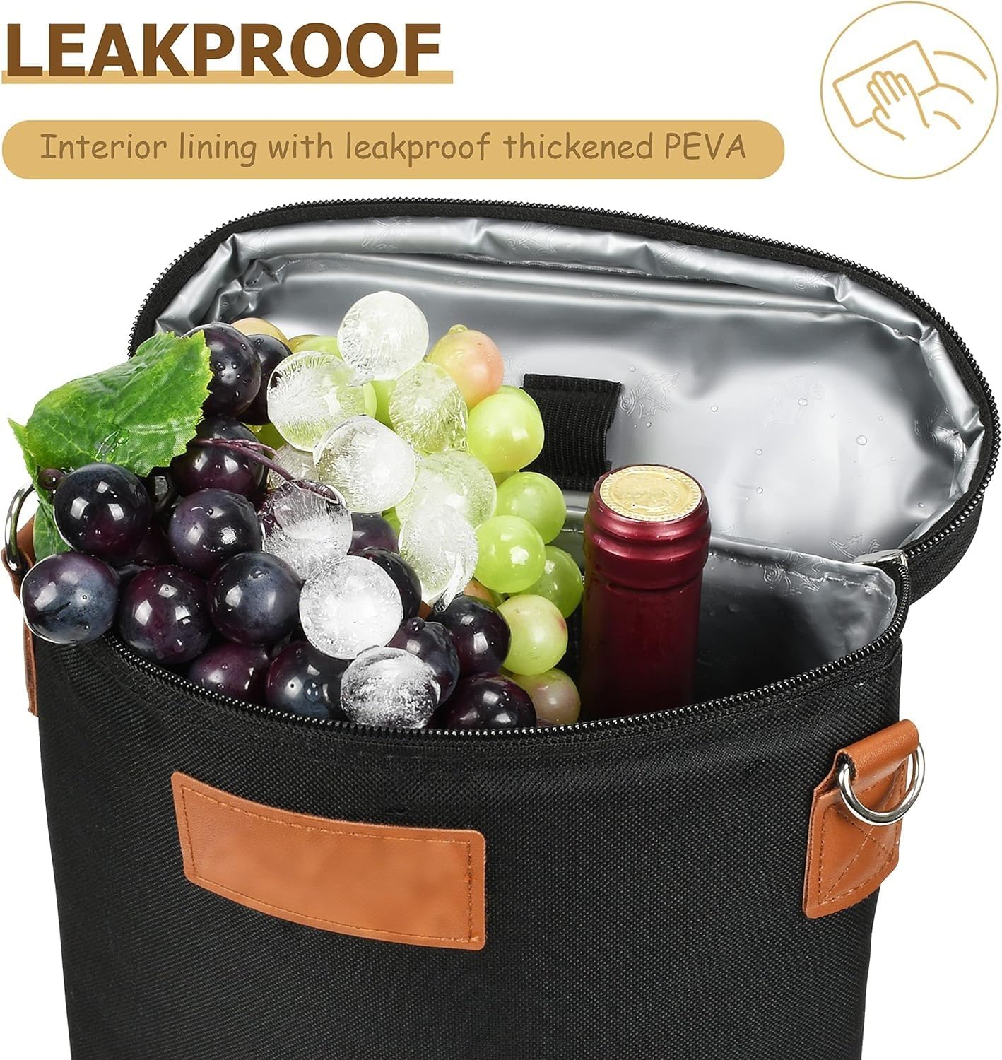 Insulated Two-Bottle Wine Carrier Bag for Picnics, Trips and Gifting