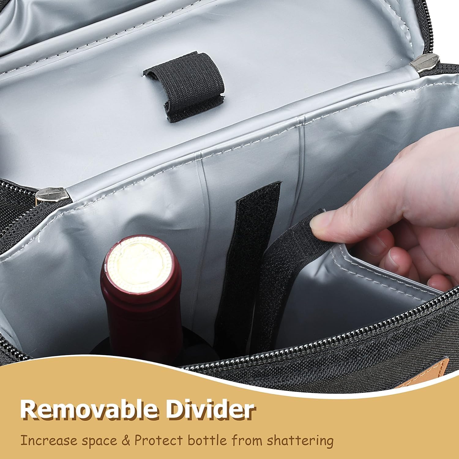 Insulated Two-Bottle Wine Carrier Bag for Picnics, Trips and Gifting