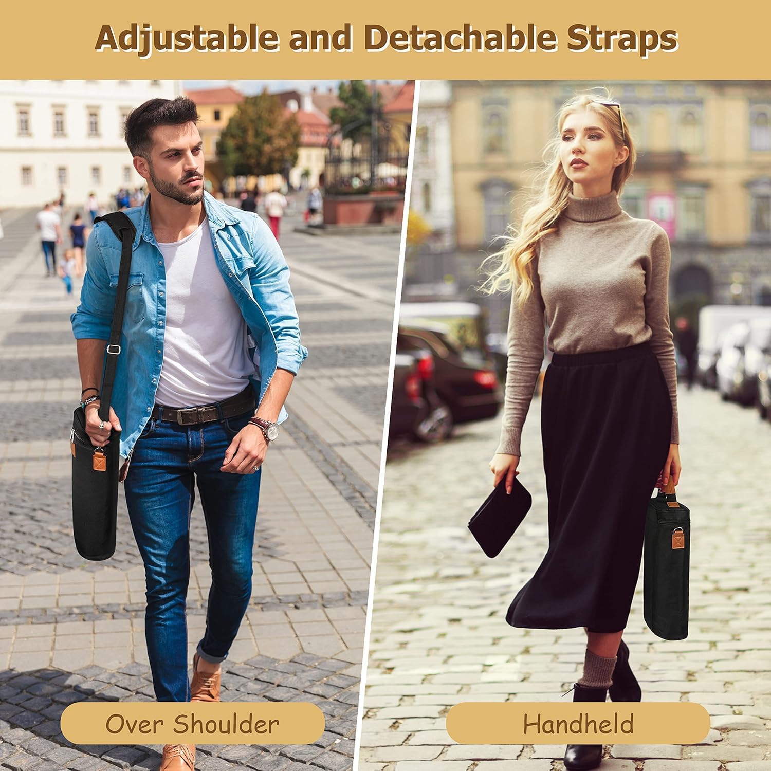 Insulated Two-Bottle Wine Carrier Bag for Picnics, Trips and Gifting