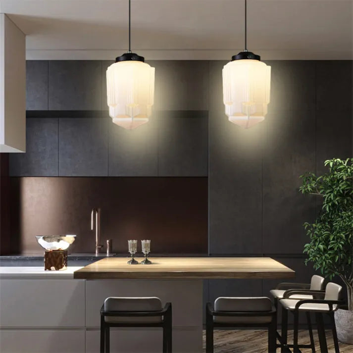 Stylish Pendant Light with Geometric Frosted Glass Style