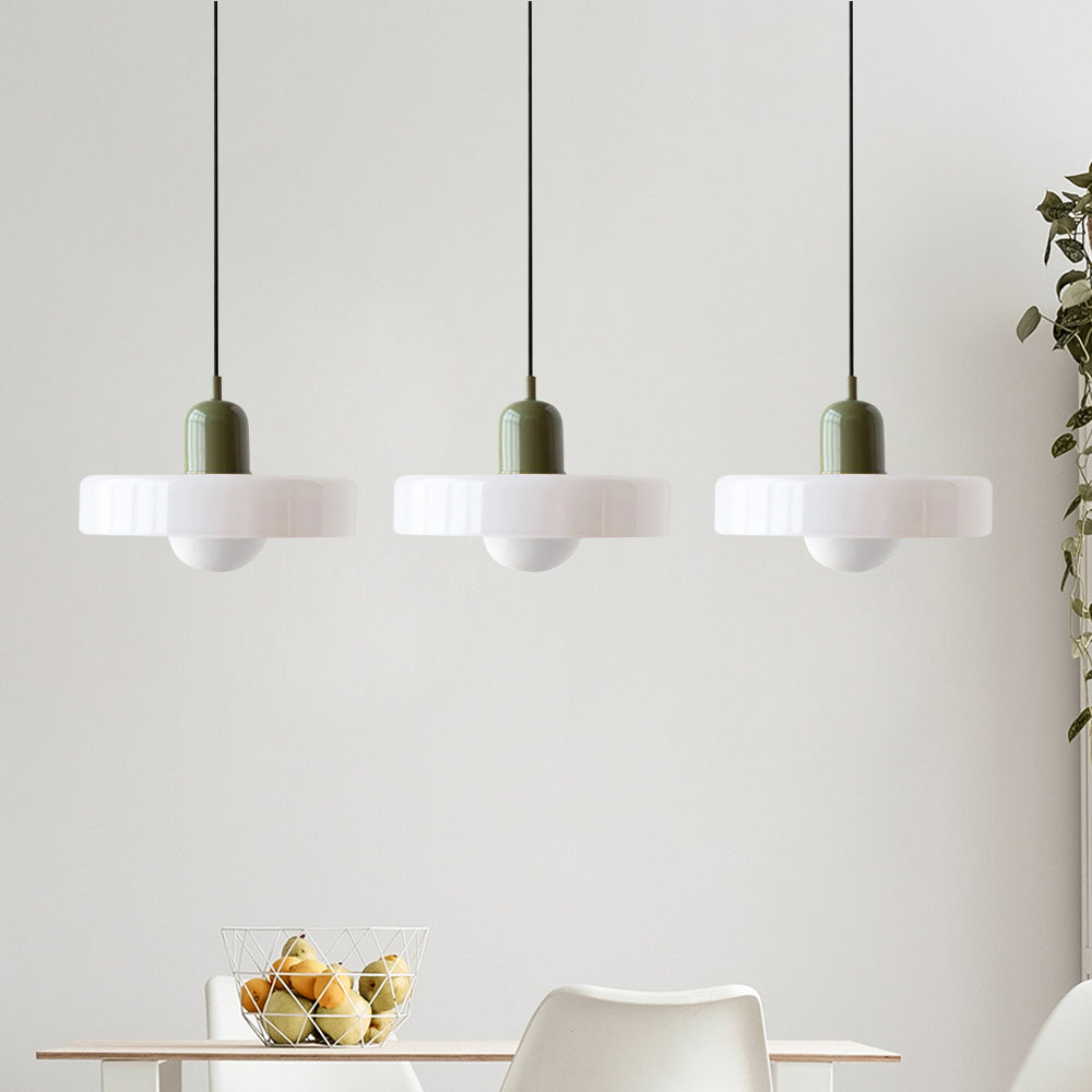 Stylish Pendant Light with 3 Colored Glass Shades Adjustable Ceiling Lamp