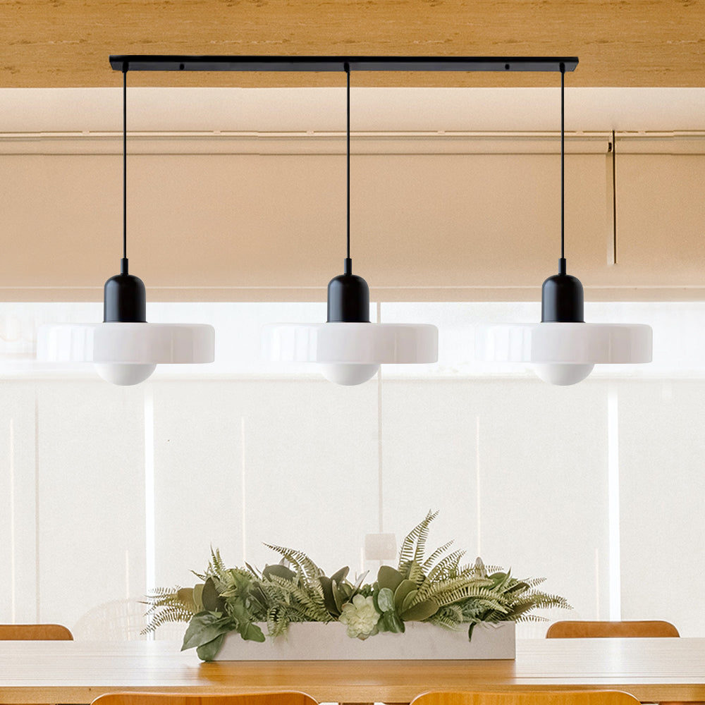 Stylish Pendant Light with 3 Colored Glass Shades Adjustable Ceiling Lamp