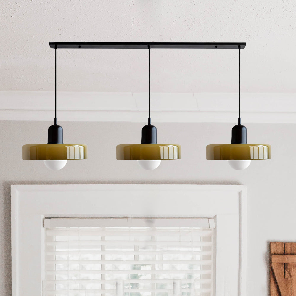 Stylish Pendant Light with 3 Colored Glass Shades Adjustable Ceiling Lamp