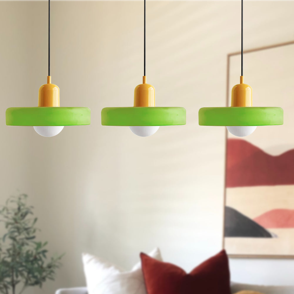 Stylish Pendant Light with 3 Colored Glass Shades Adjustable Ceiling Lamp