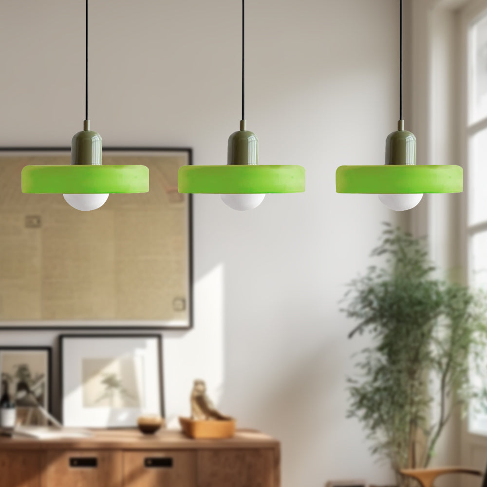 Stylish Pendant Light with 3 Colored Glass Shades Adjustable Ceiling Lamp