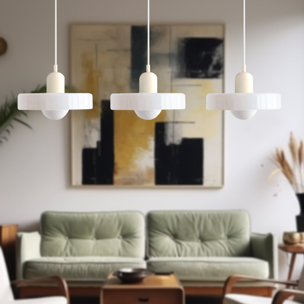 Stylish Pendant Light with 3 Colored Glass Shades Adjustable Ceiling Lamp
