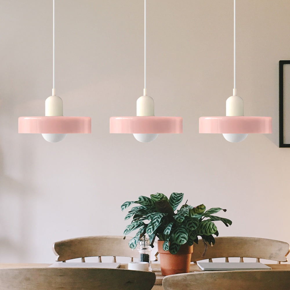 Stylish Pendant Light with 3 Colored Glass Shades Adjustable Ceiling Lamp