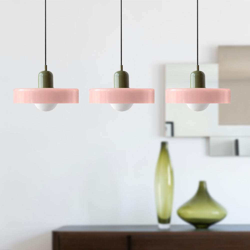 Stylish Pendant Light with 3 Colored Glass Shades Adjustable Ceiling Lamp