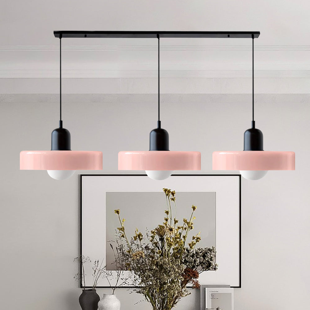 Stylish Pendant Light with 3 Colored Glass Shades Adjustable Ceiling Lamp