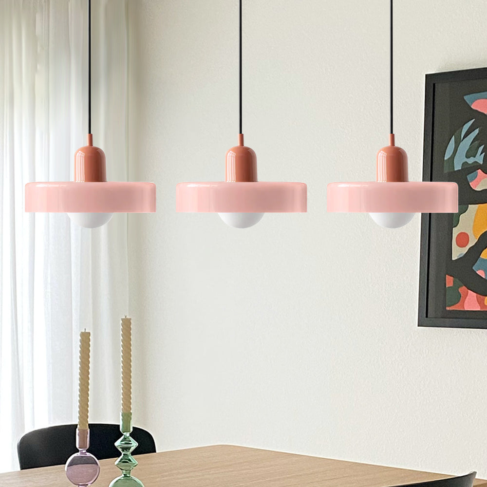 Stylish Pendant Light with 3 Colored Glass Shades Adjustable Ceiling Lamp
