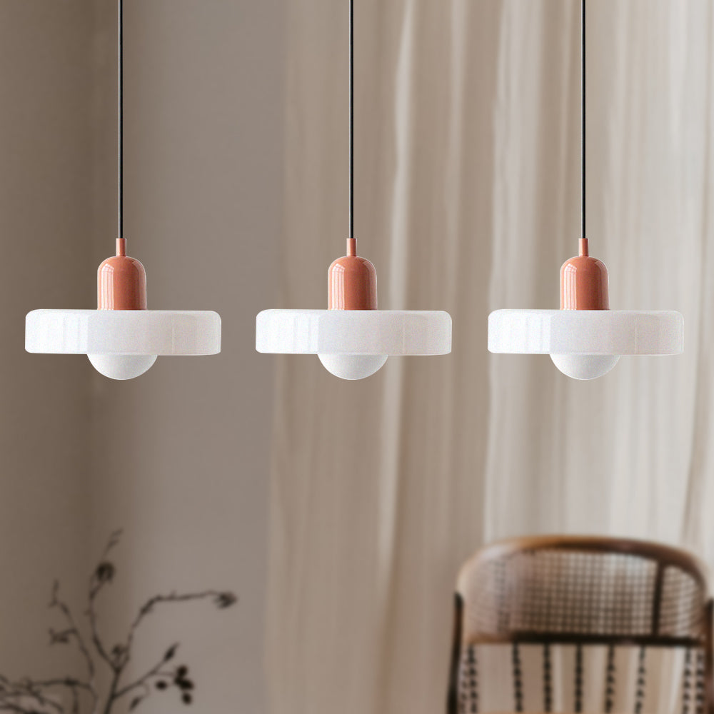 Stylish Pendant Light with 3 Colored Glass Shades Adjustable Ceiling Lamp