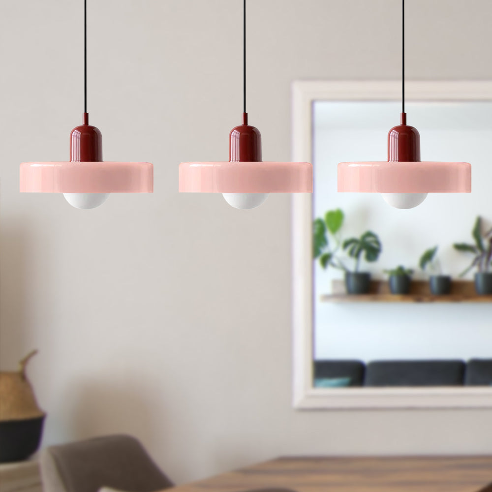 Stylish Pendant Light with 3 Colored Glass Shades Adjustable Ceiling Lamp