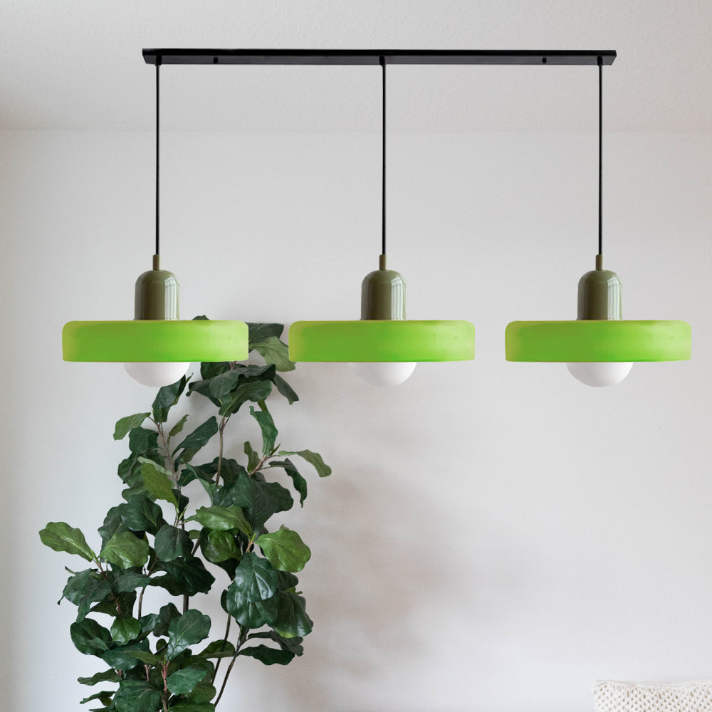 Stylish Pendant Light with 3 Colored Glass Shades Adjustable Ceiling Lamp