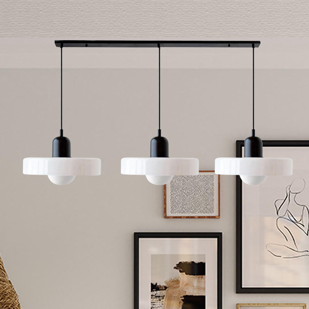 Stylish Pendant Light with 3 Colored Glass Shades Adjustable Ceiling Lamp