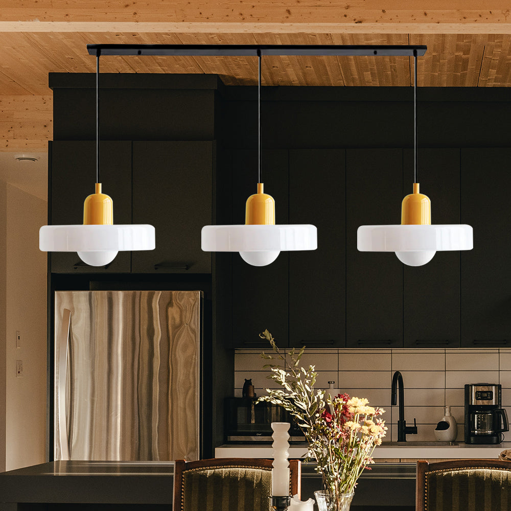 Stylish Pendant Light with 3 Colored Glass Shades Adjustable Ceiling Lamp