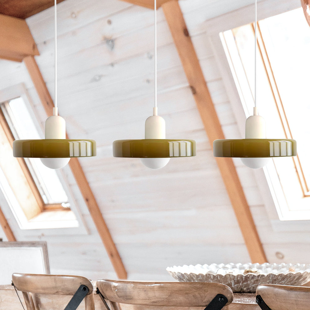 Stylish Pendant Light with 3 Colored Glass Shades Adjustable Ceiling Lamp