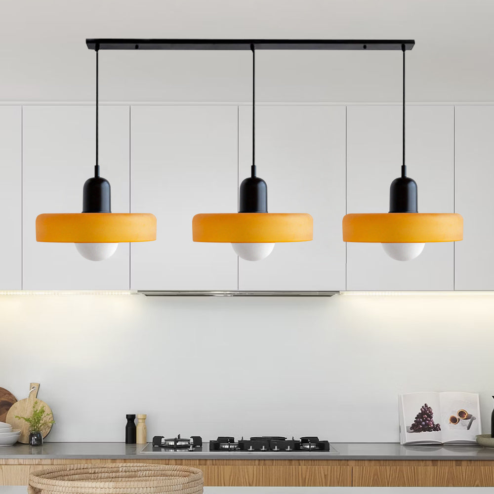 Stylish Pendant Light with 3 Colored Glass Shades Adjustable Ceiling Lamp