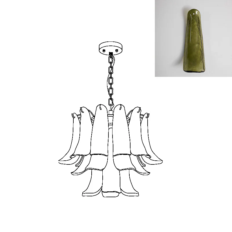 Vintage Statement Metal Glass Mid-Century Retro Glass Chandeliers