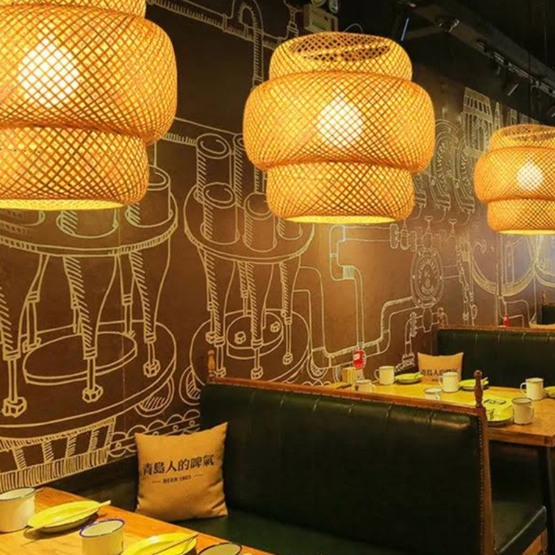 Boho bloei handgemaakte rotan hanglamp