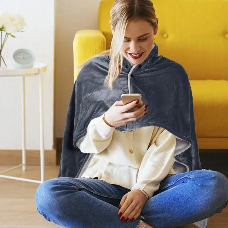 Portable USB Heated Electric Blanket Wearable Shawl with Adjustable Warmth