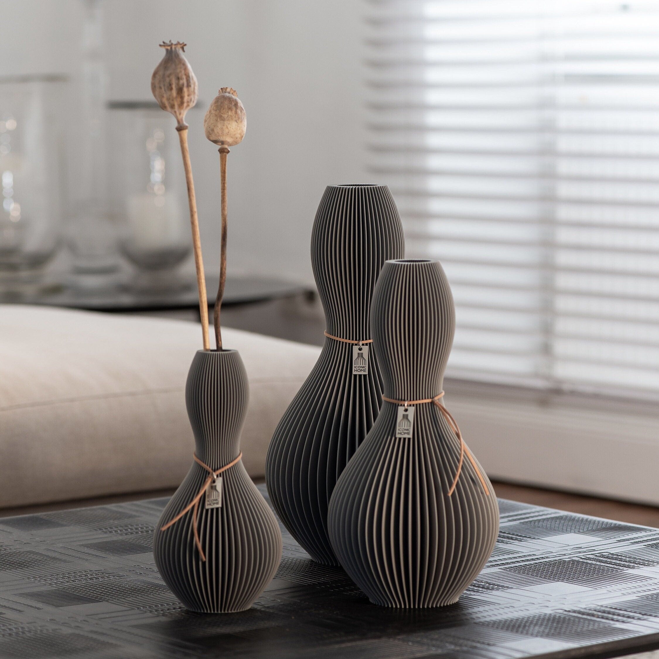 Ribbed vase with wasp waist and waterproof insert
