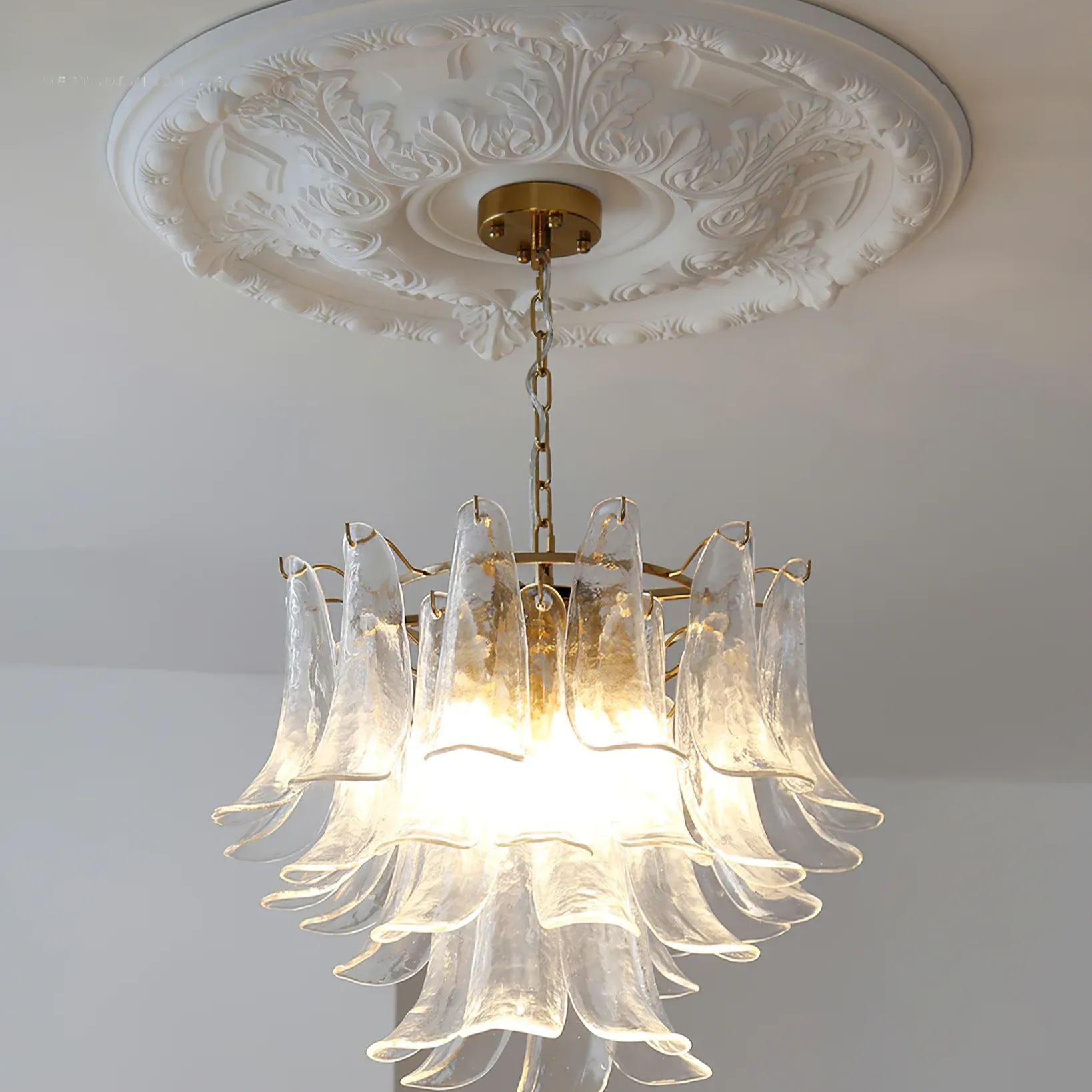 Vintage Statement Metal Glass Mid-Century Retro Glass Chandeliers