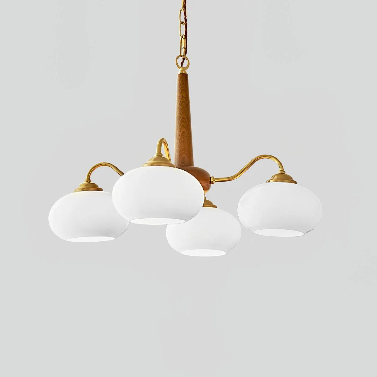Vintage Wood Glass Mid-Century Retro Glass Chandeliers