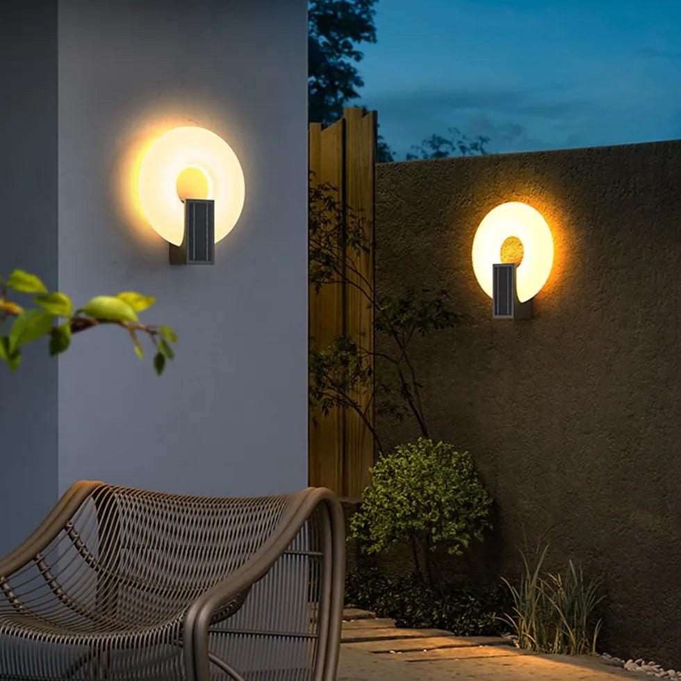 Solar energy decorative wall lanterns for outdoor spaces
