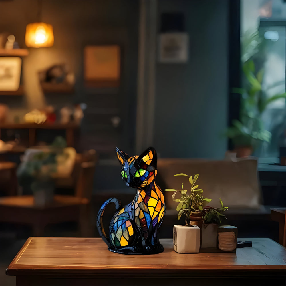 Whimsical Glass Cat Desk Lamp with Colour Changing Light