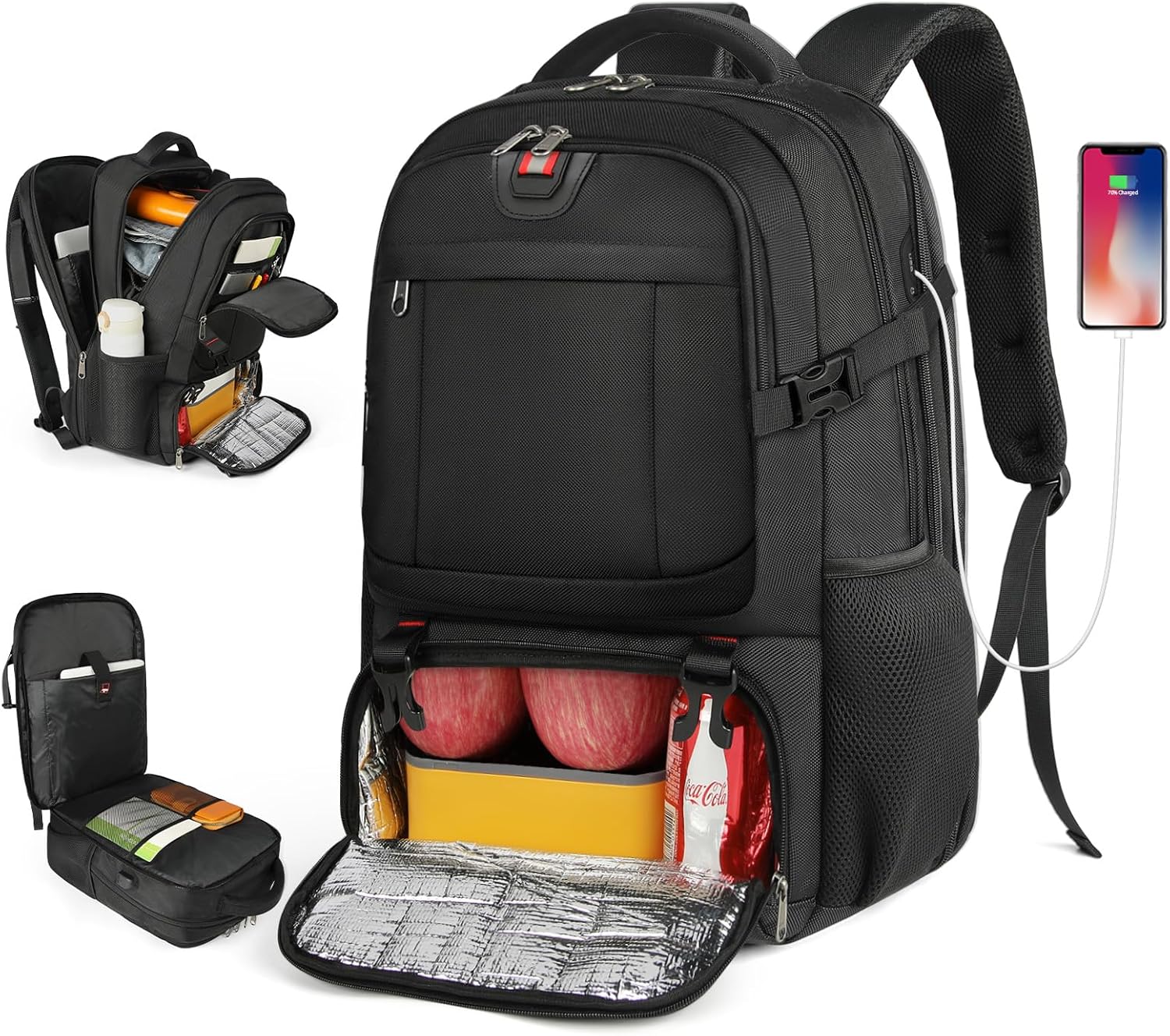 Large Laptop and Lunch Travel Backpack with USB Port and Anti-Theft Design