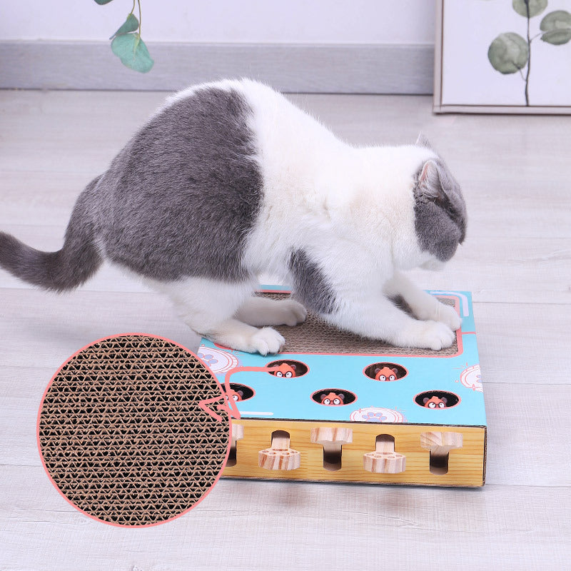 Interactive Peek-a-Boo Cat Toy Multi-Activity Box with Scratching Area