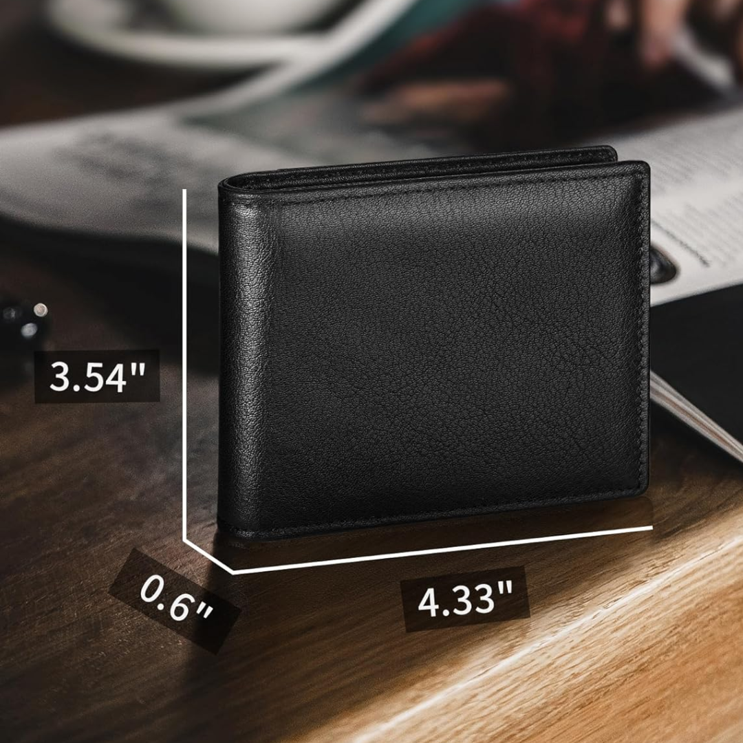Men’s Slim Bifold Wallet RFID Protection & Multiple Slots