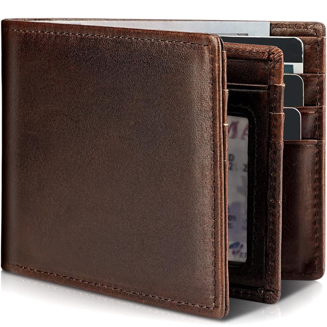 Men’s Slim Bifold Wallet RFID Protection & Multiple Slots