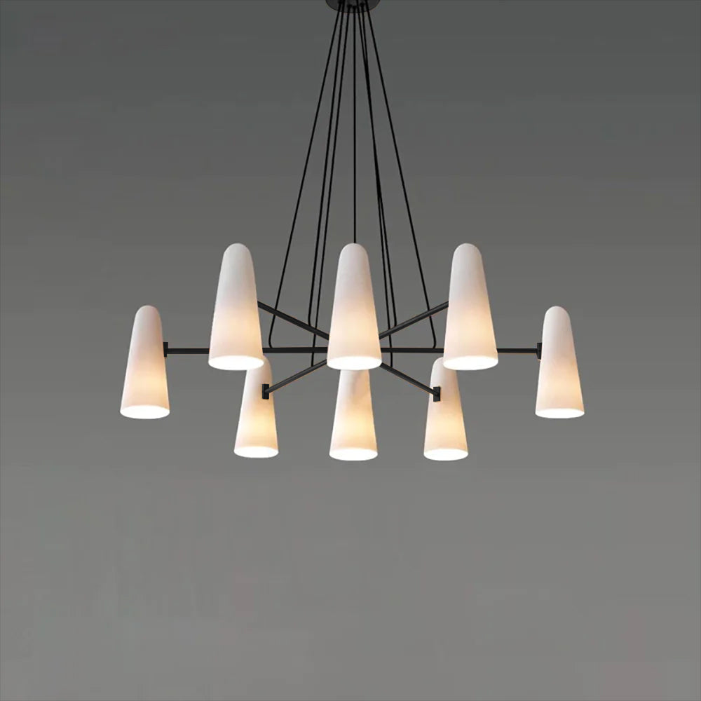 Brass Chandelier Luxury LED Ceiling Light with Glass Shades