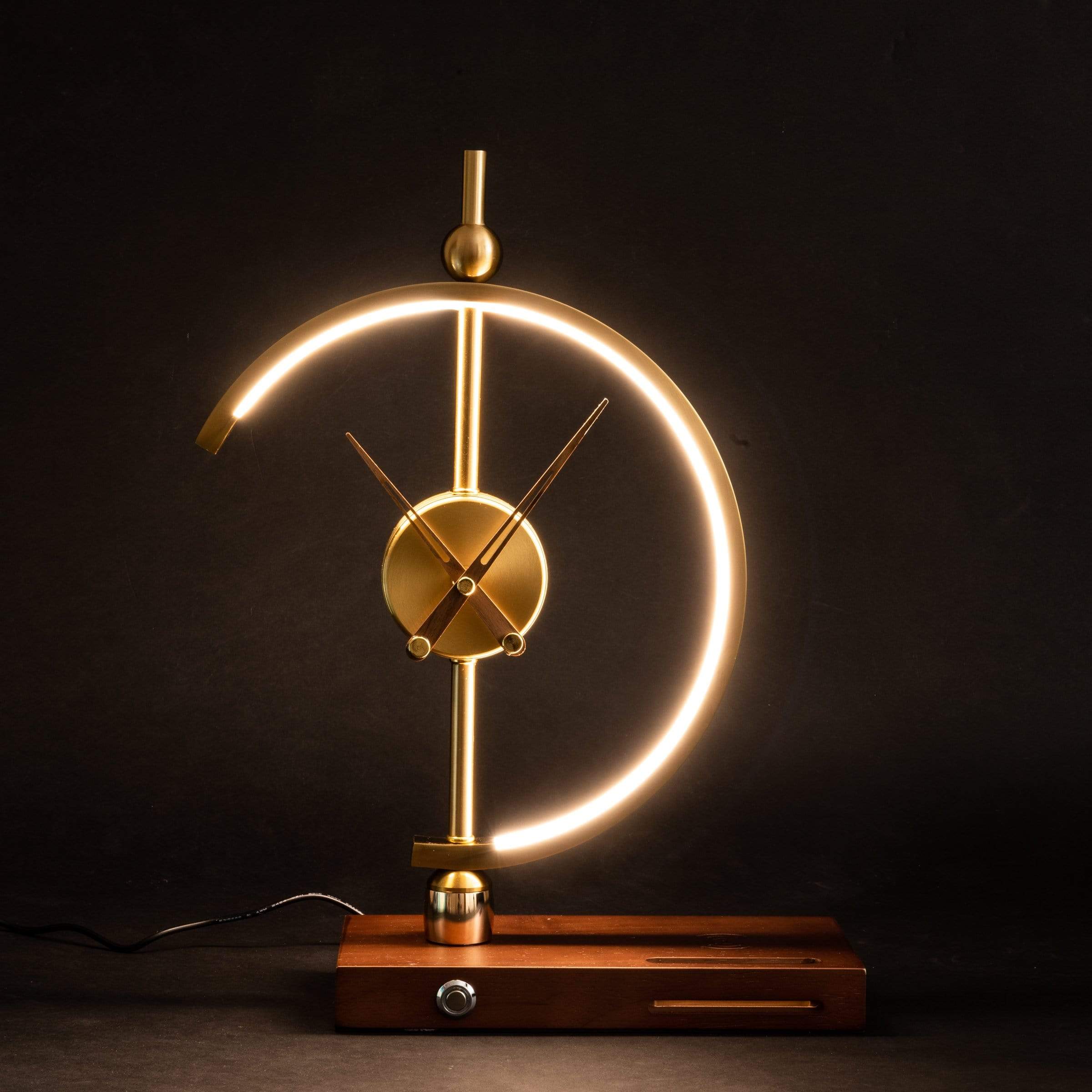 Modern Clock Desk Lamp with Wireless Charger in LED Light and Modern Design