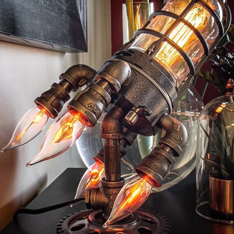 Retro Rocket Night Lamp Steampunk-Inspired Lighting for Home