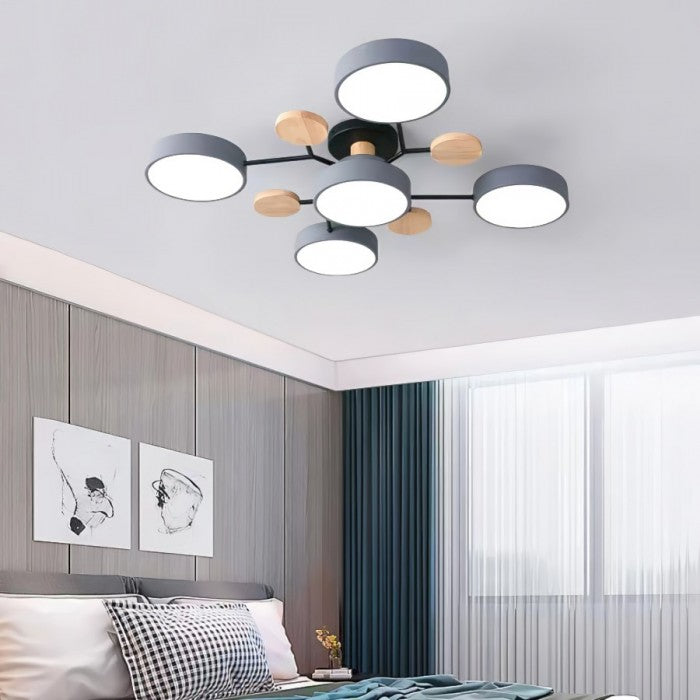 Modern LED Ceiling Light with Branched Design and Round Light Discs