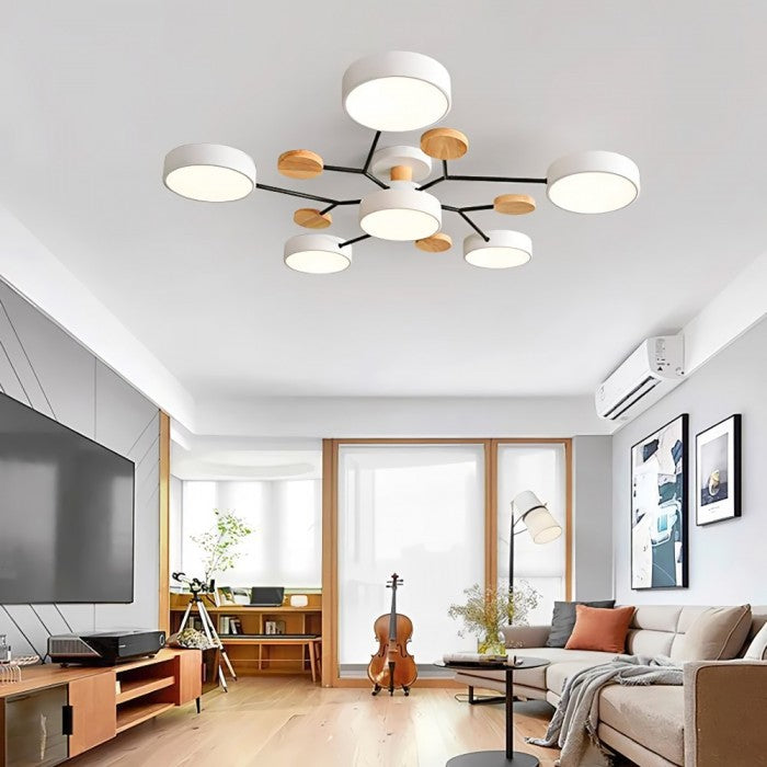 Modern LED Ceiling Light with Branched Design and Round Light Discs
