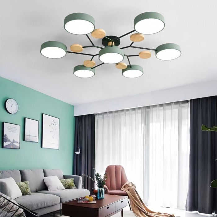 Modern LED Ceiling Light with Branched Design and Round Light Discs